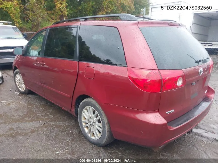 2007 Toyota Sienna Xle VIN: 5TDZK22C47S032560 Lot: 40406296