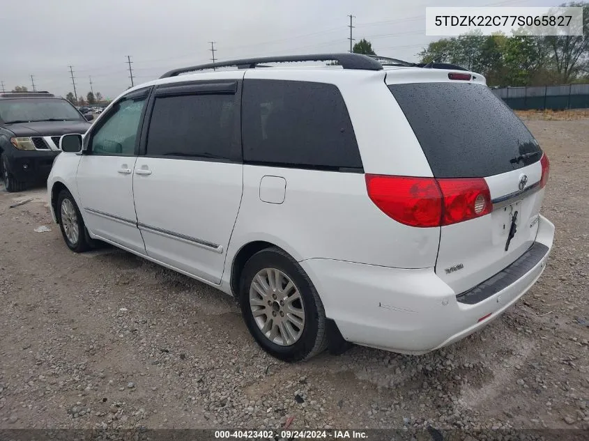 2007 Toyota Sienna Xle Limited VIN: 5TDZK22C77S065827 Lot: 40423402