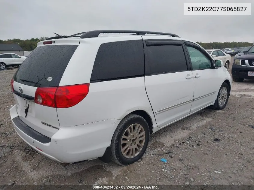 2007 Toyota Sienna Xle Limited VIN: 5TDZK22C77S065827 Lot: 40423402