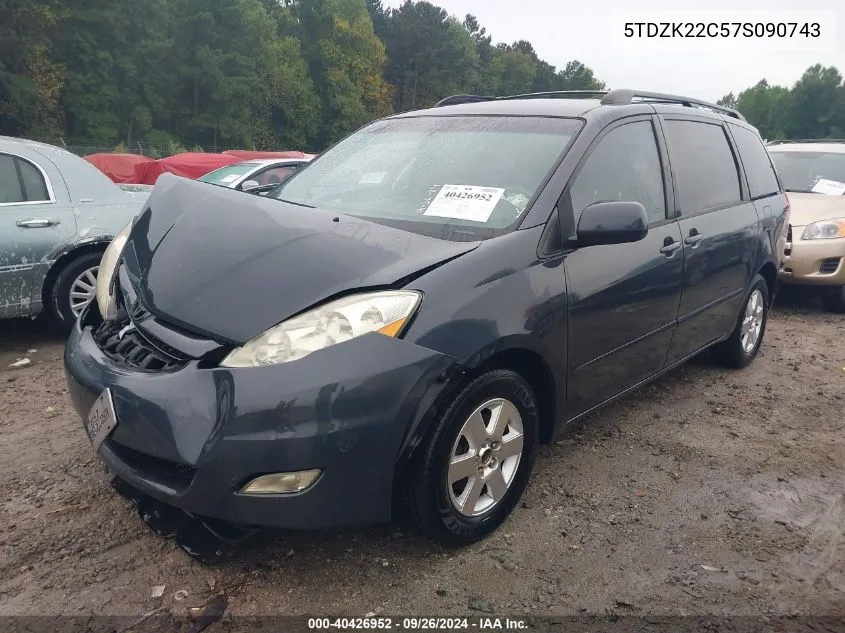 2007 Toyota Sienna Xle VIN: 5TDZK22C57S090743 Lot: 40426952