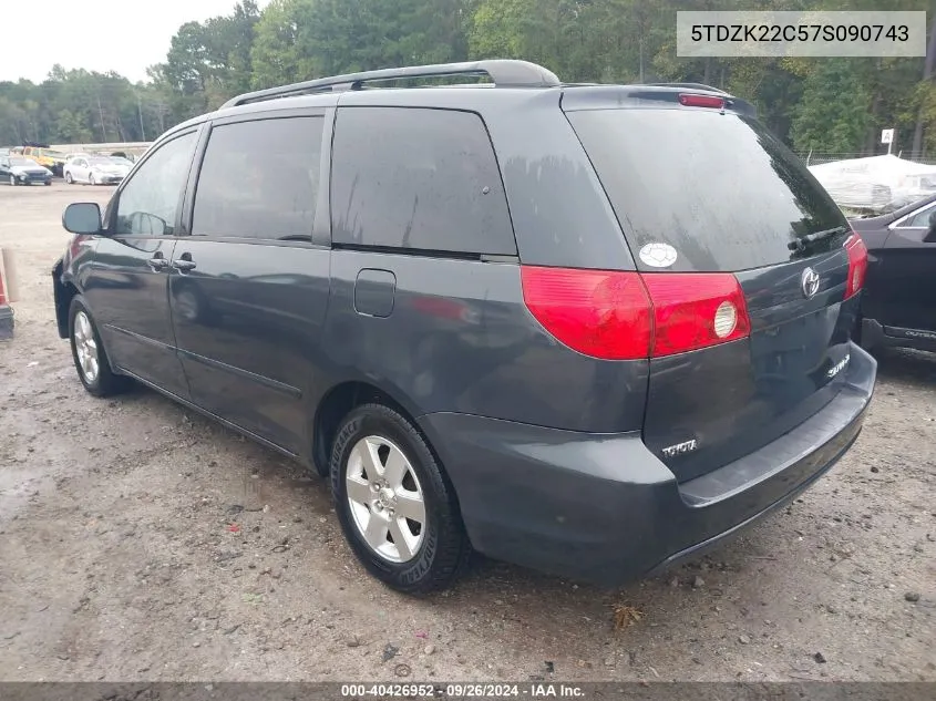 2007 Toyota Sienna Xle VIN: 5TDZK22C57S090743 Lot: 40426952