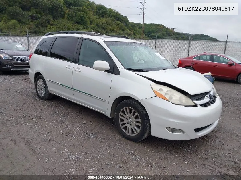 5TDZK22C07S040817 2007 Toyota Sienna Xle Limited