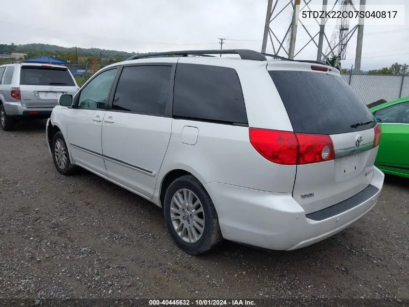 5TDZK22C07S040817 2007 Toyota Sienna Xle Limited