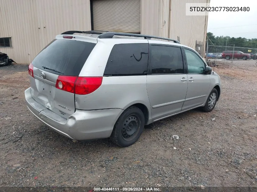 2007 Toyota Sienna Le VIN: 5TDZK23C77S023480 Lot: 40446111