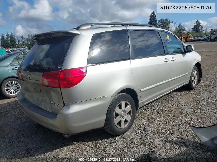 2007 Toyota Sienna Xle VIN: 5TDZK22C57S059170 Lot: 40453910