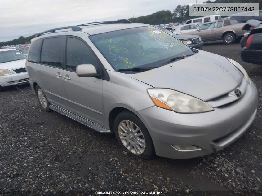 2007 Toyota Sienna Xle VIN: 5TDZK22C77S007443 Lot: 40474759