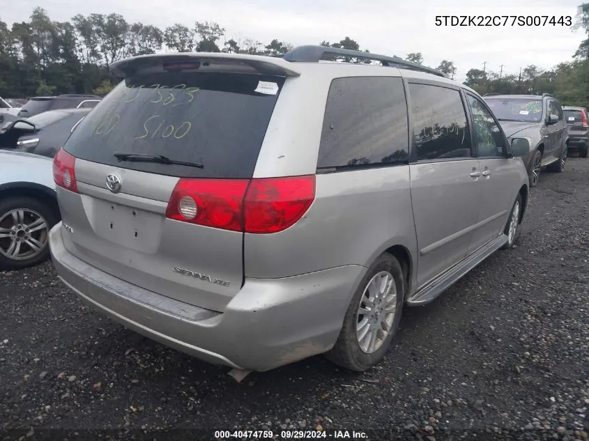 2007 Toyota Sienna Xle VIN: 5TDZK22C77S007443 Lot: 40474759