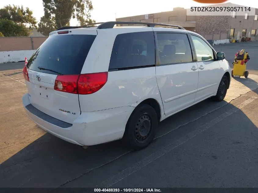 2007 Toyota Sienna Le VIN: 5TDZK23C97S057114 Lot: 40488393