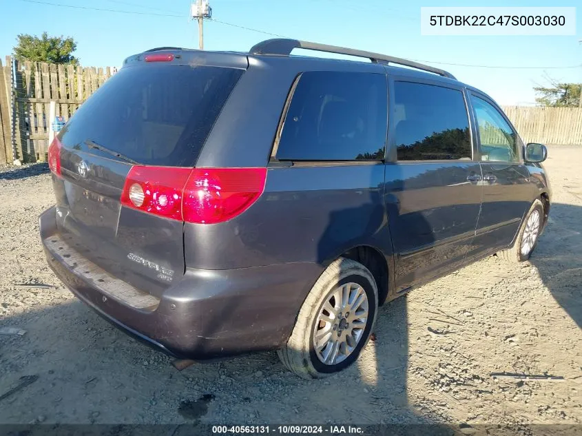 2007 Toyota Sienna Xle VIN: 5TDBK22C47S003030 Lot: 40563131