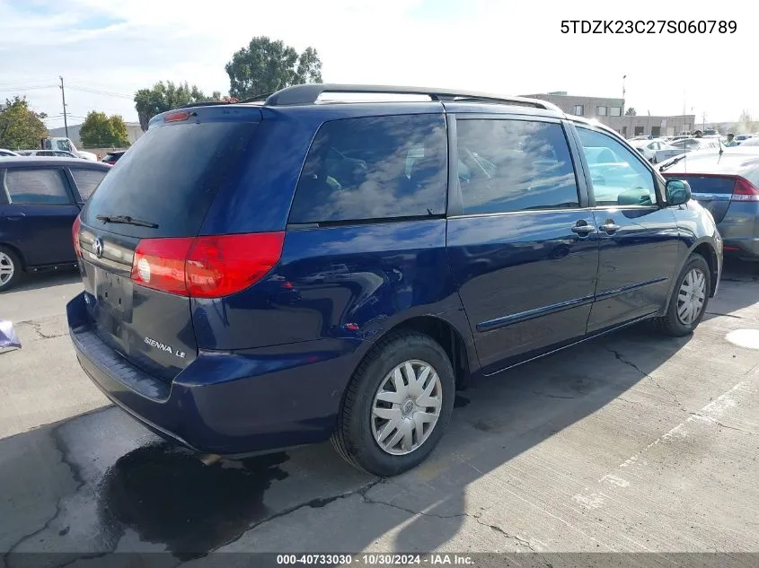 2007 Toyota Sienna Le VIN: 5TDZK23C27S060789 Lot: 40733030