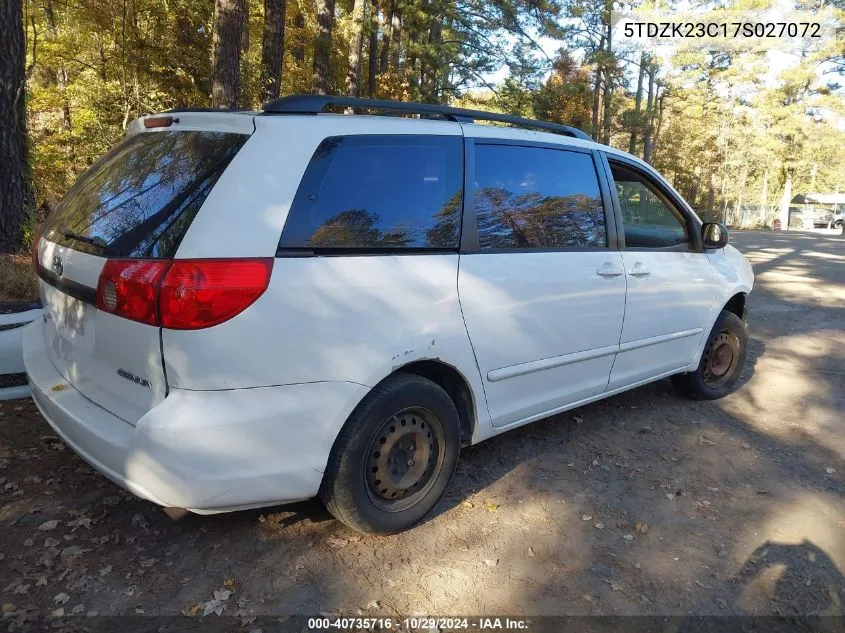 5TDZK23C17S027072 2007 Toyota Sienna Ce