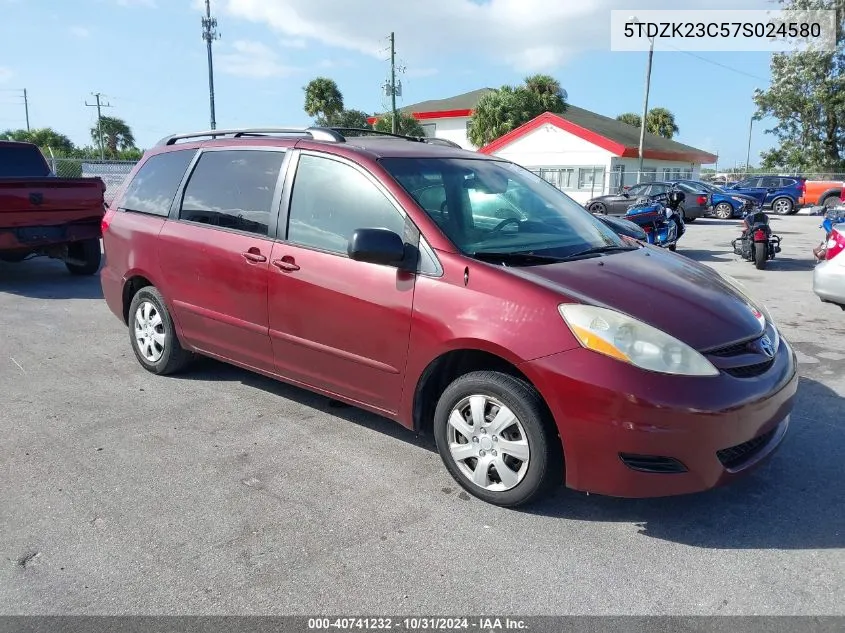 2007 Toyota Sienna Le VIN: 5TDZK23C57S024580 Lot: 40741232