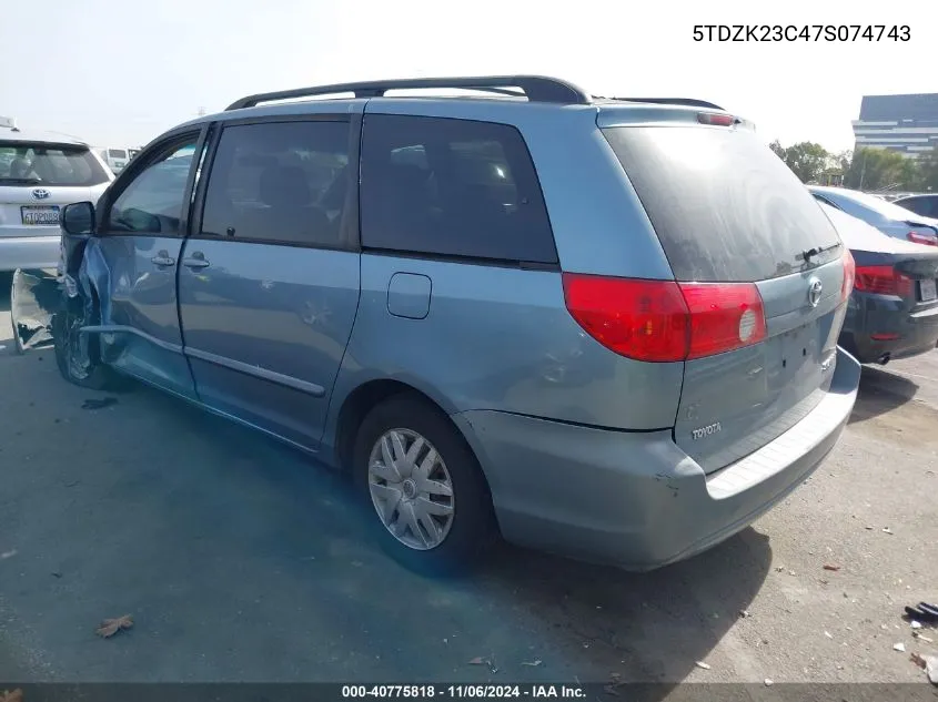 2007 Toyota Sienna Le VIN: 5TDZK23C47S074743 Lot: 40775818