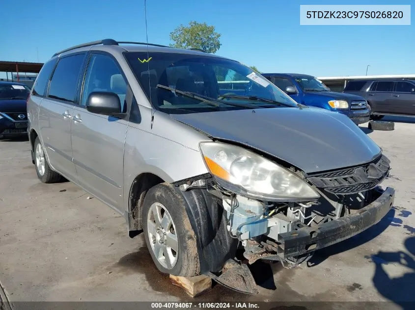 2007 Toyota Sienna Ce VIN: 5TDZK23C97S026820 Lot: 40794067