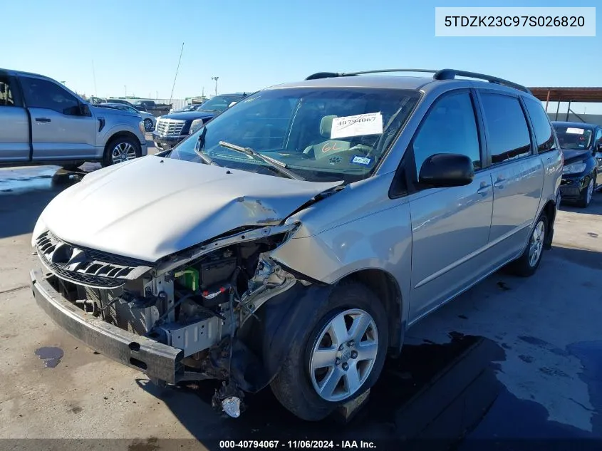 2007 Toyota Sienna Ce VIN: 5TDZK23C97S026820 Lot: 40794067