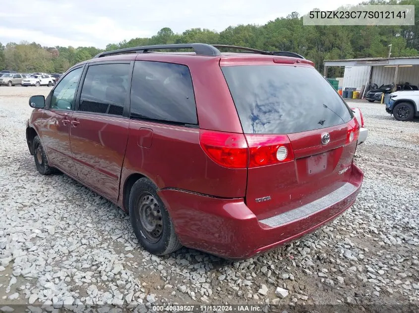 2007 Toyota Sienna Le VIN: 5TDZK23C77S012141 Lot: 40839507