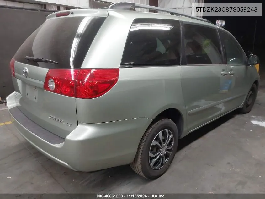 2007 Toyota Sienna Le VIN: 5TDZK23C87S059243 Lot: 40861228