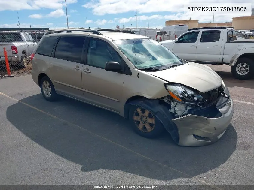 2007 Toyota Sienna Ce/Le VIN: 5TDZK23C17S043806 Lot: 40872966