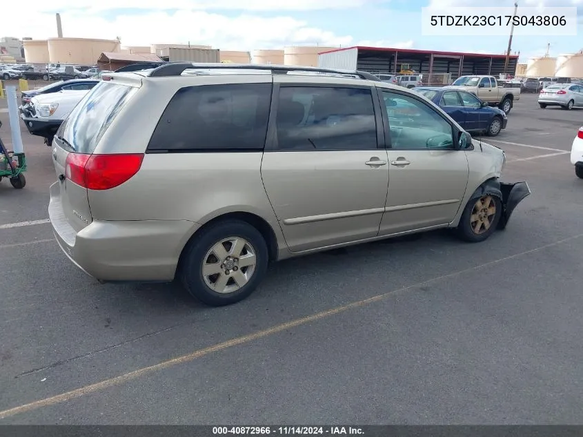 2007 Toyota Sienna Ce/Le VIN: 5TDZK23C17S043806 Lot: 40872966