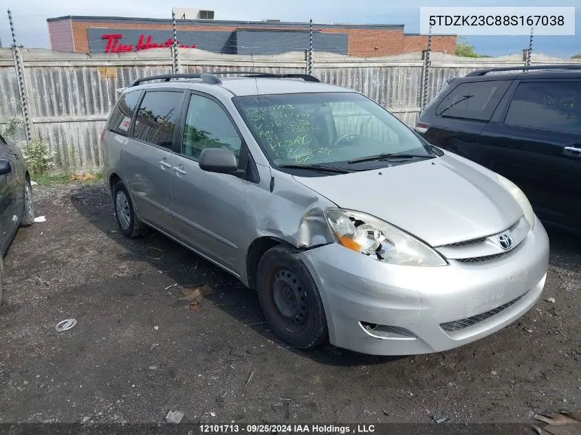 5TDZK23C88S167038 2008 Toyota Sienna Ce/Le