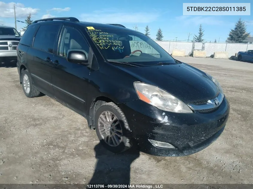 2008 Toyota Sienna Xle/Xle Limited VIN: 5TDBK22C28S011385 Lot: 12113706