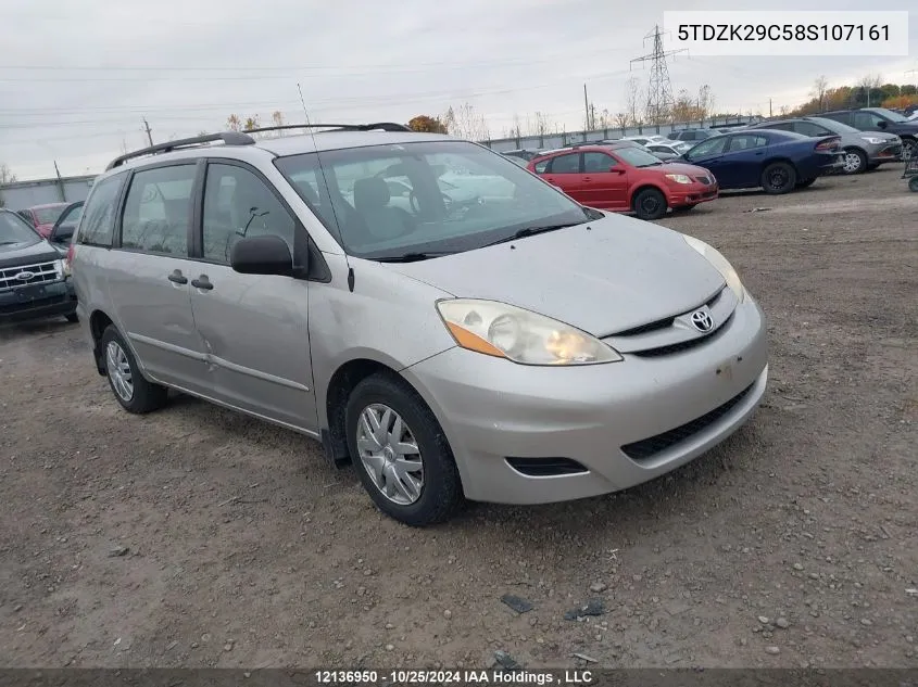 2008 Toyota Sienna Ce VIN: 5TDZK29C58S107161 Lot: 12136950