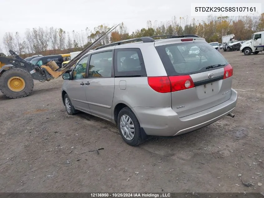 2008 Toyota Sienna Ce VIN: 5TDZK29C58S107161 Lot: 12136950