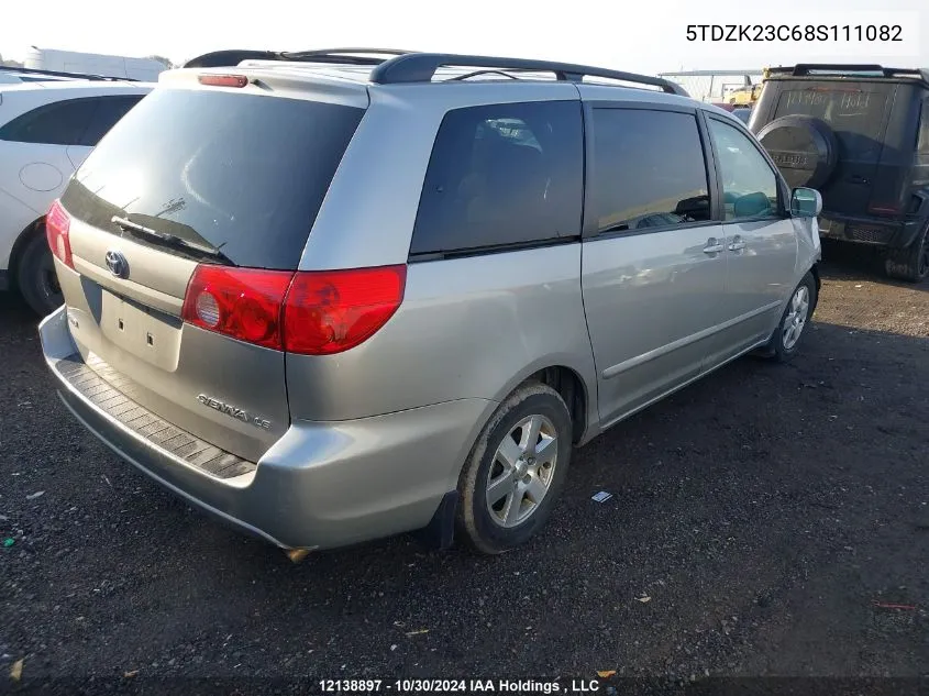 2008 Toyota Sienna Ce/Le VIN: 5TDZK23C68S111082 Lot: 12138897