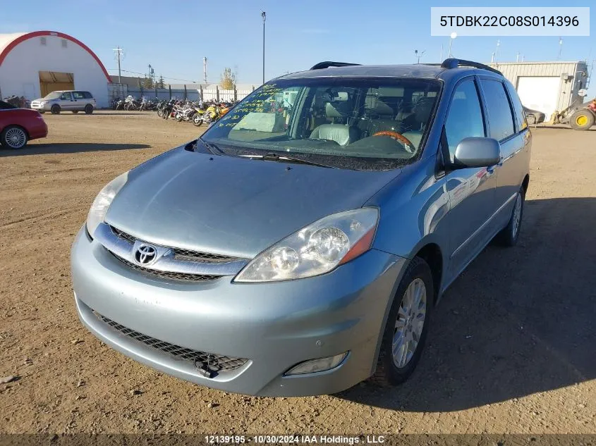 2008 Toyota Sienna Limited VIN: 5TDBK22C08S014396 Lot: 12139195