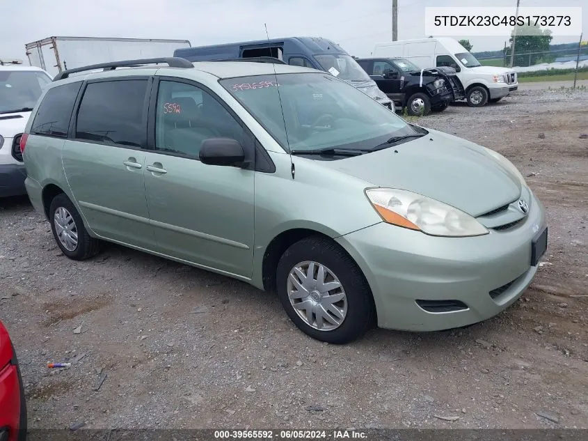 2008 Toyota Sienna Le VIN: 5TDZK23C48S173273 Lot: 39565592