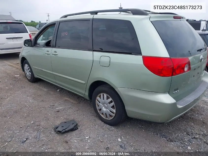 2008 Toyota Sienna Le VIN: 5TDZK23C48S173273 Lot: 39565592