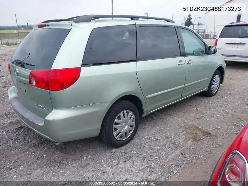 2008 Toyota Sienna Le VIN: 5TDZK23C48S173273 Lot: 39565592