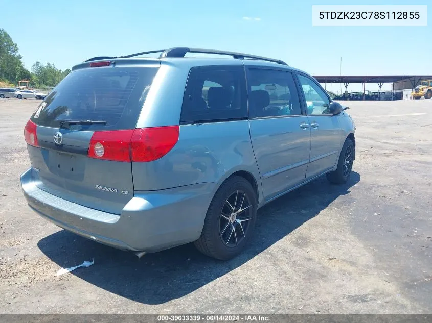 2008 Toyota Sienna Ce VIN: 5TDZK23C78S112855 Lot: 39633339