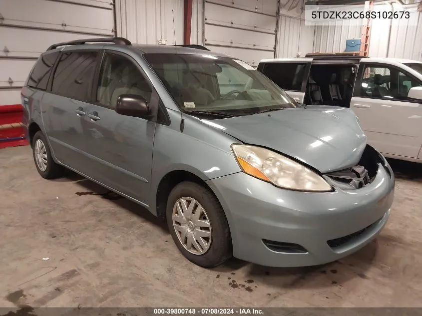 2008 Toyota Sienna Le VIN: 5TDZK23C68S102673 Lot: 39800748