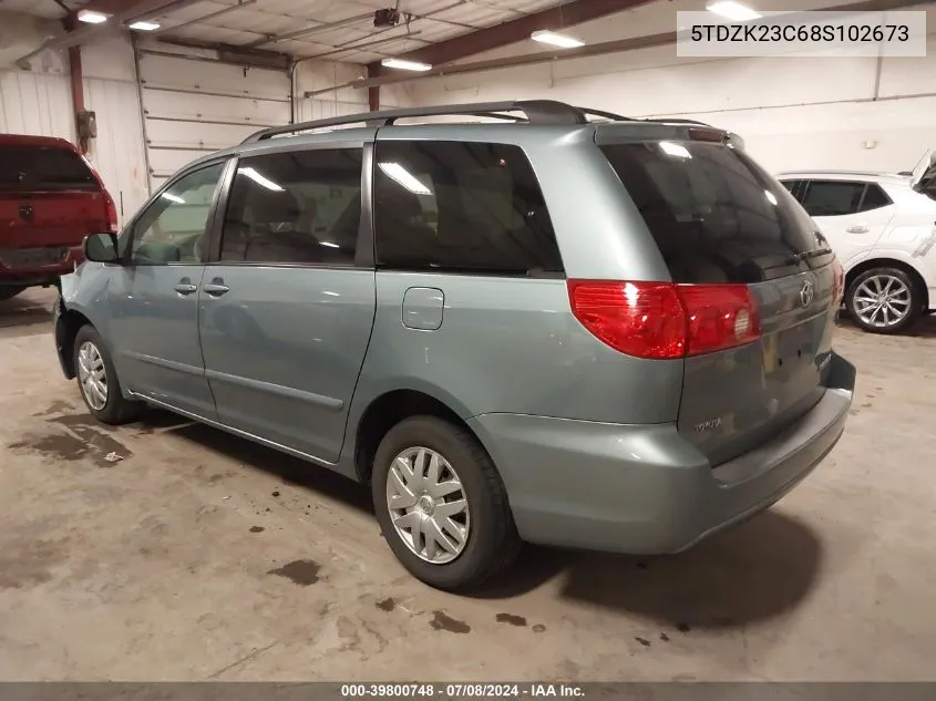 2008 Toyota Sienna Le VIN: 5TDZK23C68S102673 Lot: 39800748