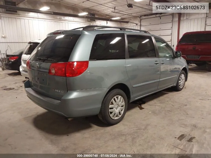 2008 Toyota Sienna Le VIN: 5TDZK23C68S102673 Lot: 39800748