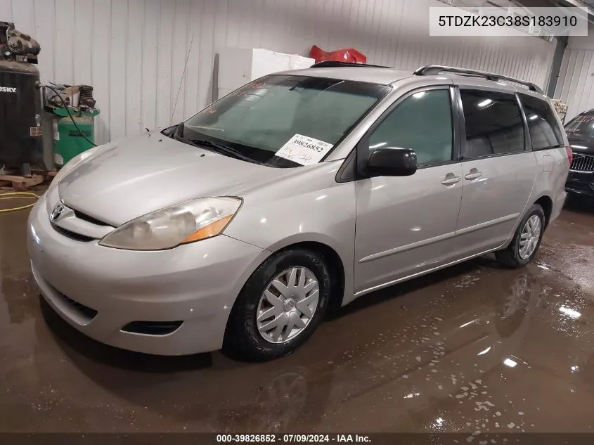 2008 Toyota Sienna Le VIN: 5TDZK23C38S183910 Lot: 39826852