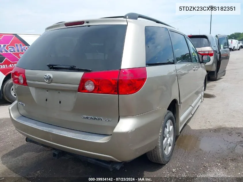 2008 Toyota Sienna Le VIN: 5TDZK23CX8S182351 Lot: 39934142