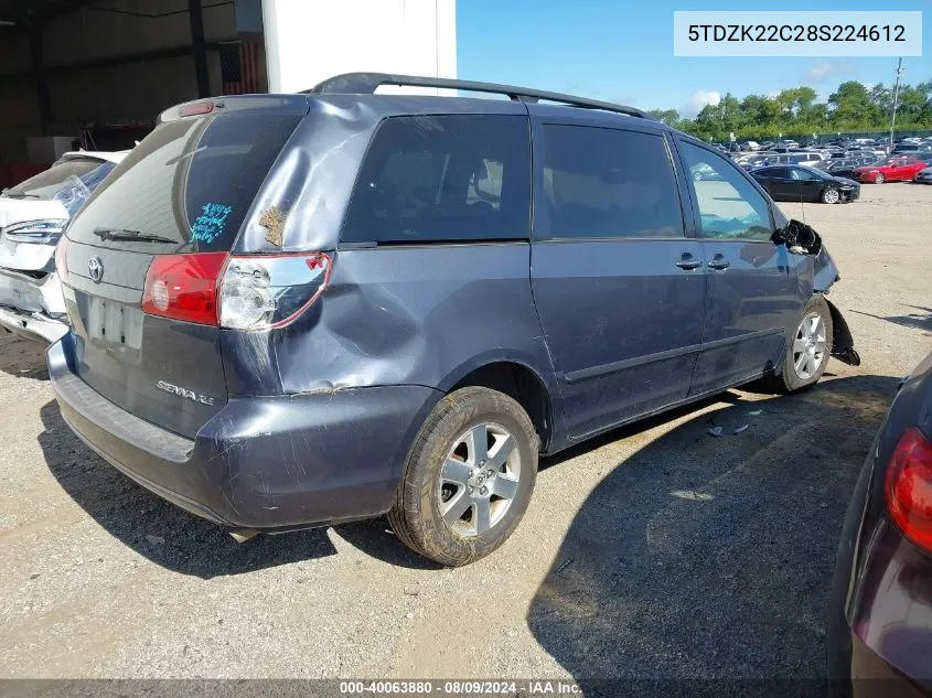 2008 Toyota Sienna Xle/Xle Limited VIN: 5TDZK22C28S224612 Lot: 40063880