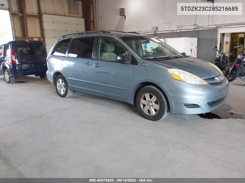 2008 Toyota Sienna Le VIN: 5TDZK23C28S216685 Lot: 40079405