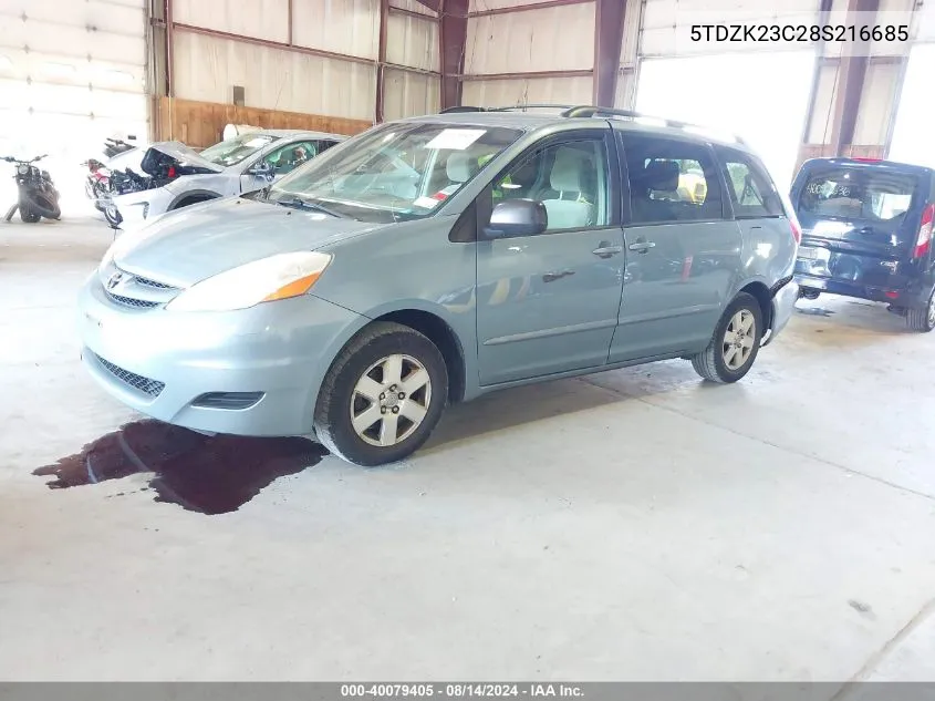 2008 Toyota Sienna Le VIN: 5TDZK23C28S216685 Lot: 40079405