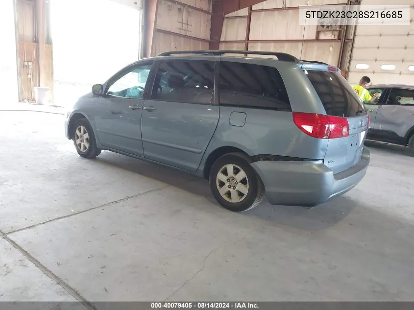 2008 Toyota Sienna Le VIN: 5TDZK23C28S216685 Lot: 40079405