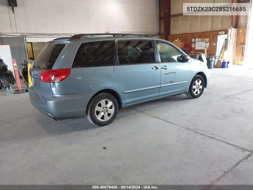 2008 Toyota Sienna Le VIN: 5TDZK23C28S216685 Lot: 40079405