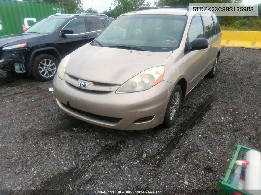 2008 Toyota Sienna Ce VIN: 5TDZK23C88S135903 Lot: 40191030