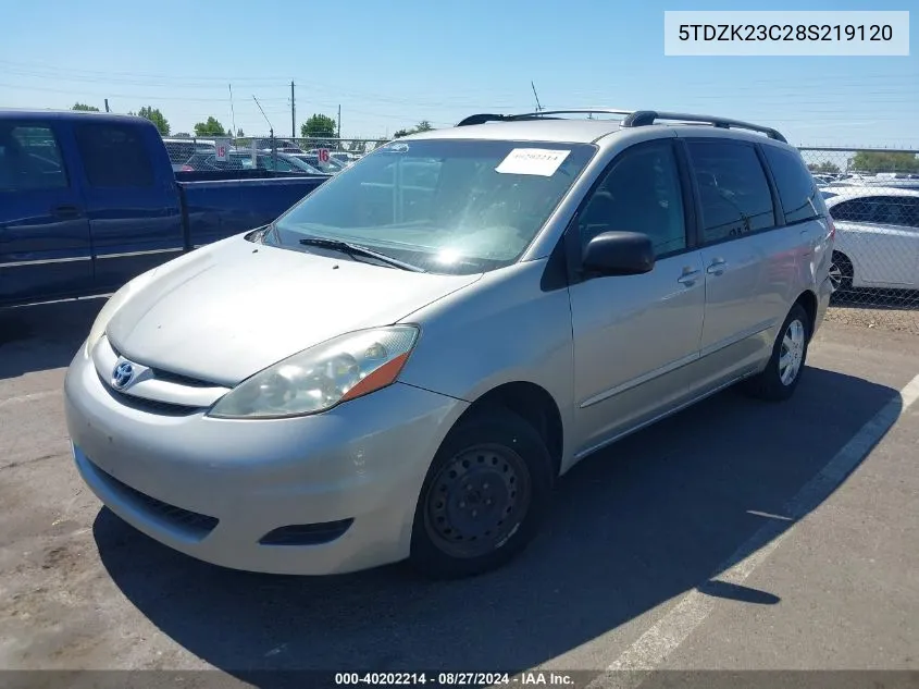 2008 Toyota Sienna Le VIN: 5TDZK23C28S219120 Lot: 40202214