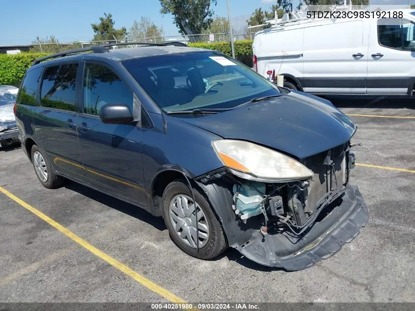 5TDZK23C98S192188 2008 Toyota Sienna Ce