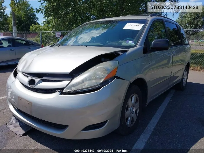 2008 Toyota Sienna Le VIN: 5TDZK23C78S140428 Lot: 40276443