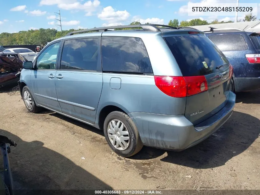 2008 Toyota Sienna Le VIN: 5TDZK23C48S155209 Lot: 40305683