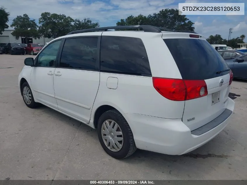 2008 Toyota Sienna Le VIN: 5TDZK23C28S120653 Lot: 40306453