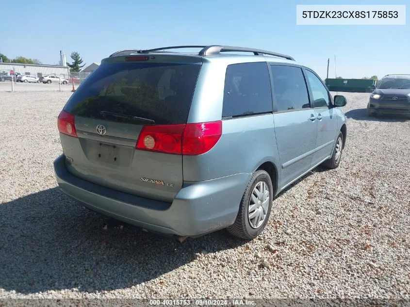 2008 Toyota Sienna Le VIN: 5TDZK23CX8S175853 Lot: 40315753